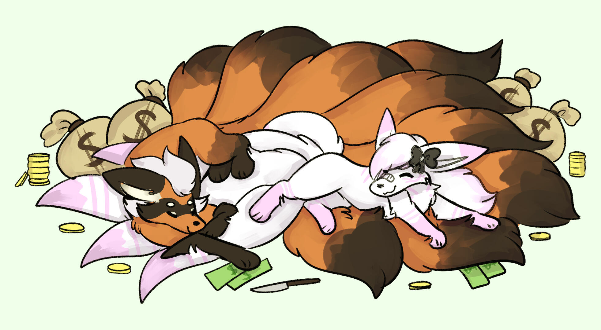 Flat color full-body sketch (2x) with a simple background