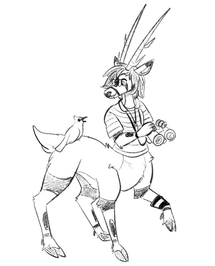 Monochrome full-body sketch