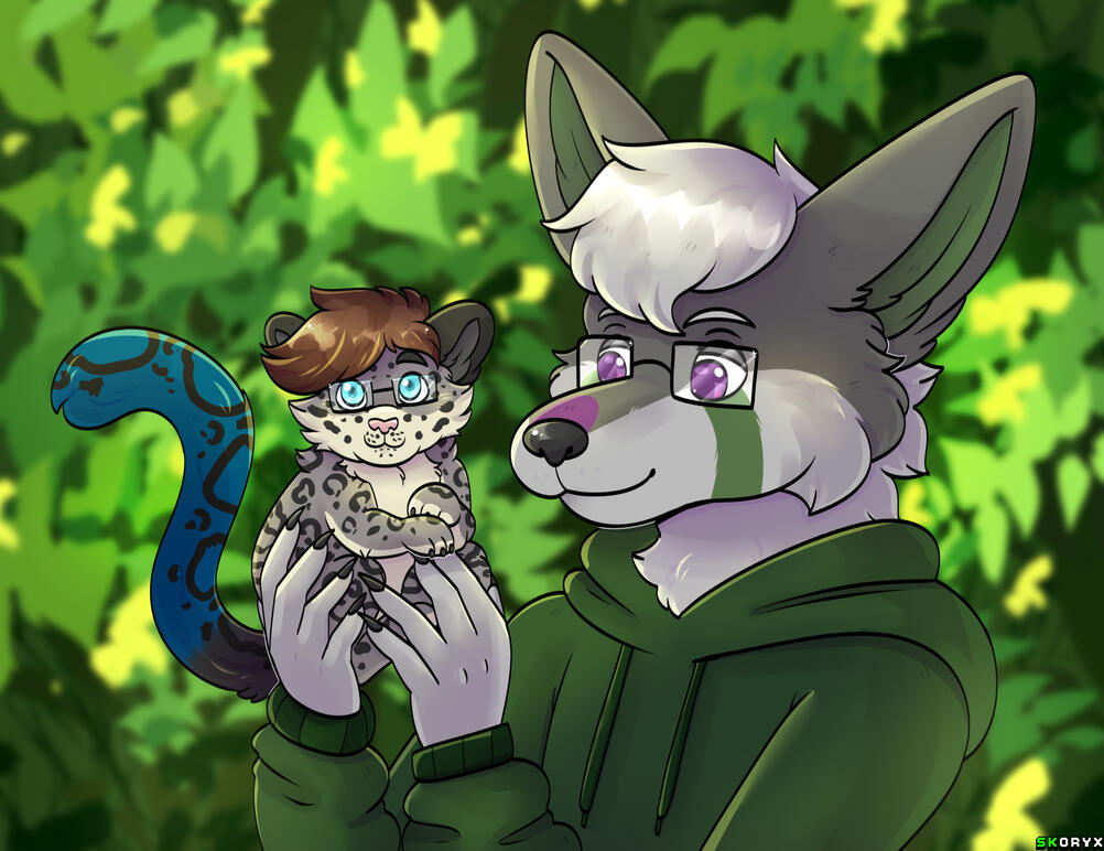 Shaded half-bodies (2x) with a simple background. The smaller character is considered a half-body because only half of the body is clearly visible.